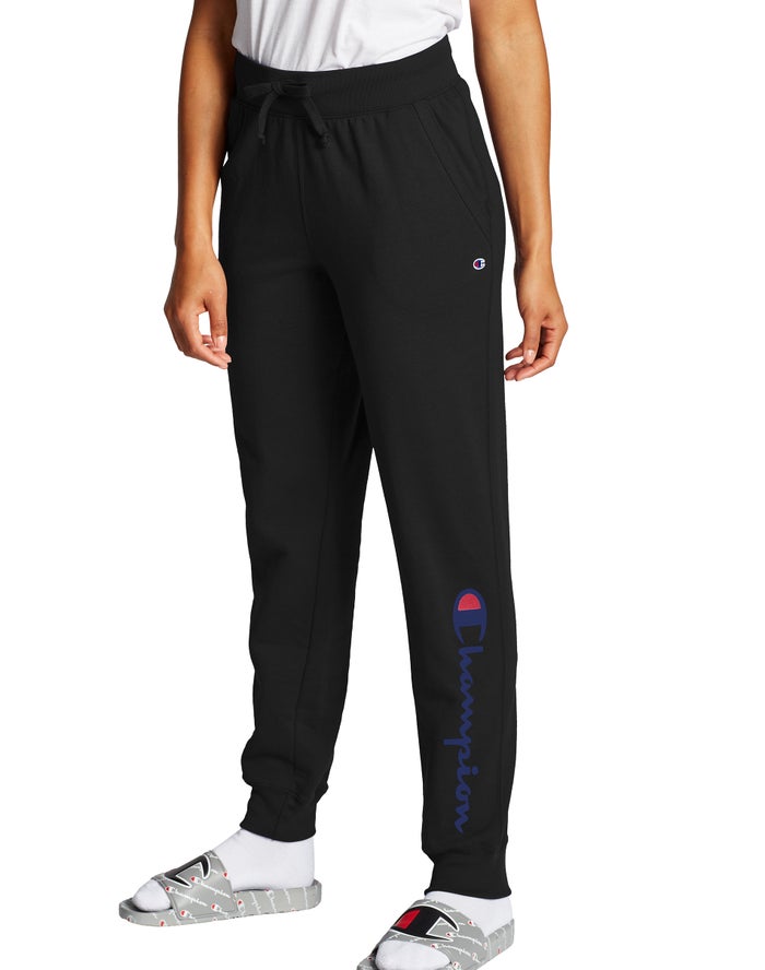 Champion Powerblend Fleece Script Logo Kadın Joggers Siyah ( YVEXCF136 )